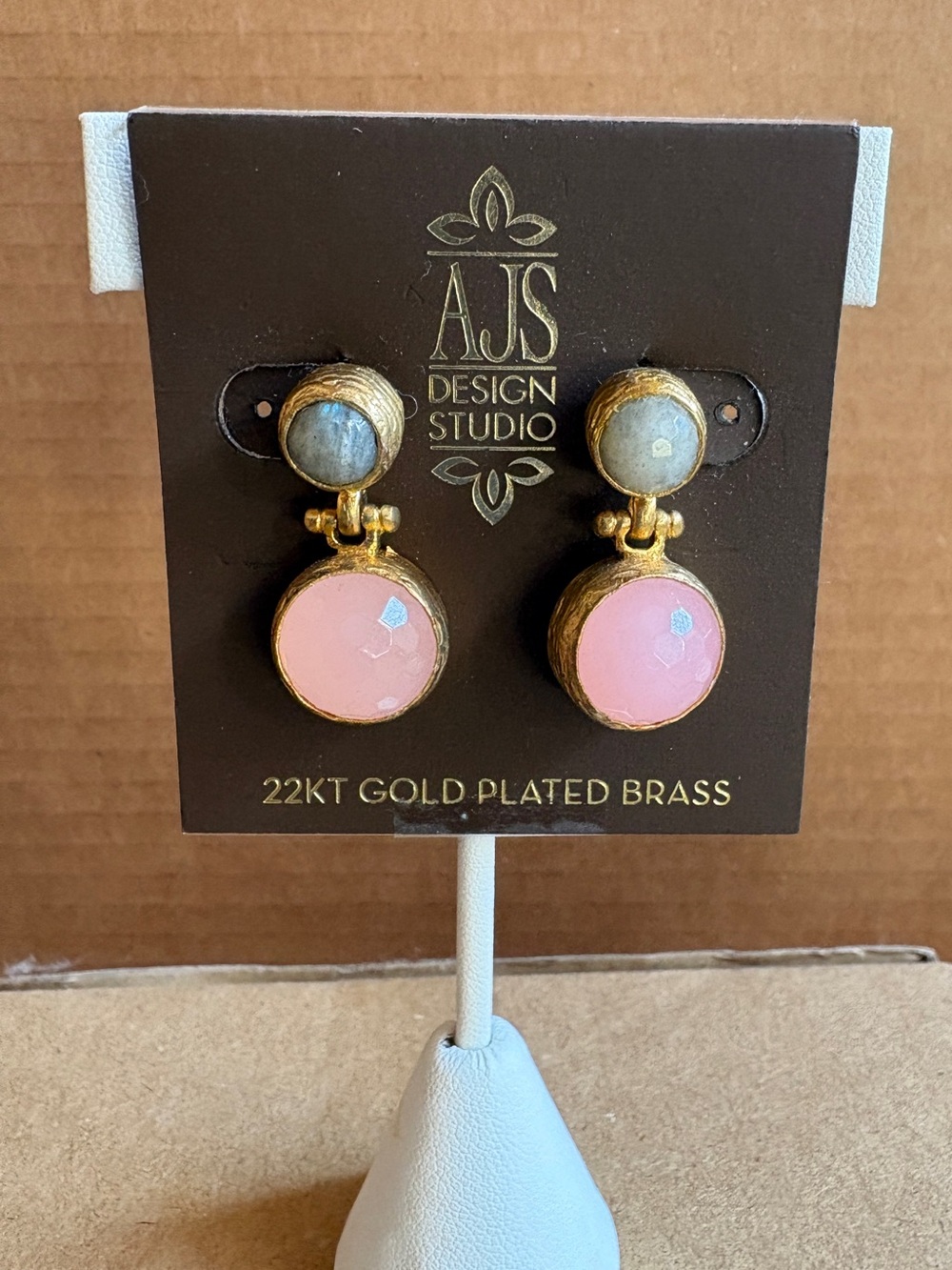 Pink & Gray 22KT Gold-Plated Drop Earrings